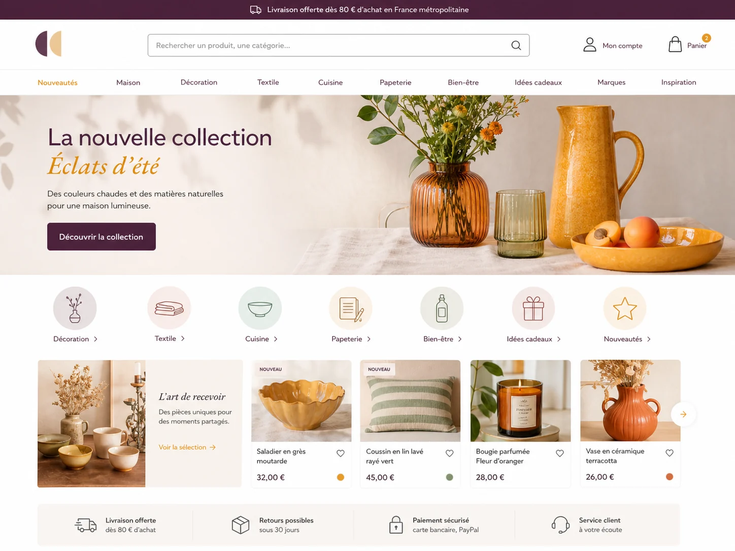 Aperçu visuel de la prestation Boutique en ligne